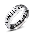 Men's Viking Rune Ring – Stainless Steel Elder Futhark Band in Silver, Black & Retro Finish