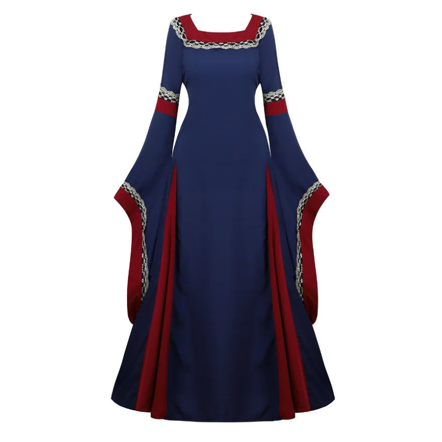 Women's Medieval Renaissance Gown | Trumpet Sleeve Floor-Length Dress