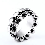 Men's Skull Ring – Gothic Stainless Steel Biker Band with Rhinestone Accents
