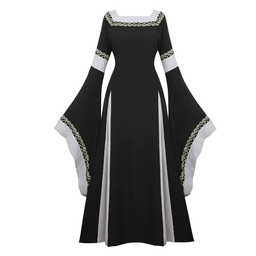 Women's Medieval Renaissance Gown | Trumpet Sleeve Floor-Length Dress