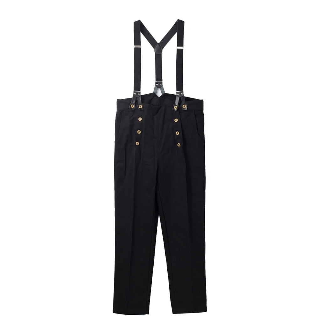 Men's Steampunk Victorian Trousers – High Waist Regency Suspender Pants