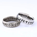 Men's Viking Rune Ring – Stainless Steel Elder Futhark Band in Silver, Black & Retro Finish