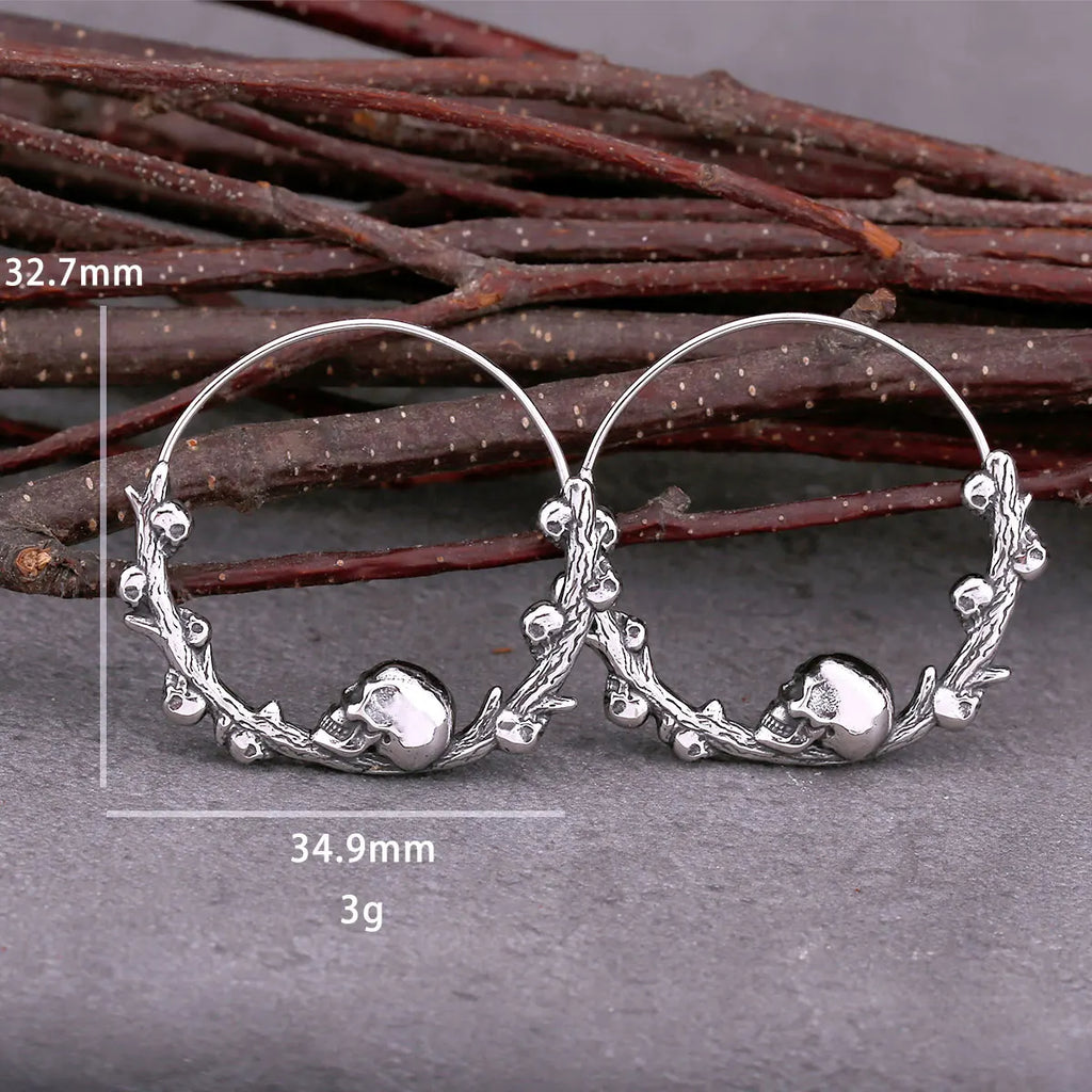 Viking Skull Hoop Earrings – 316L Stainless Steel