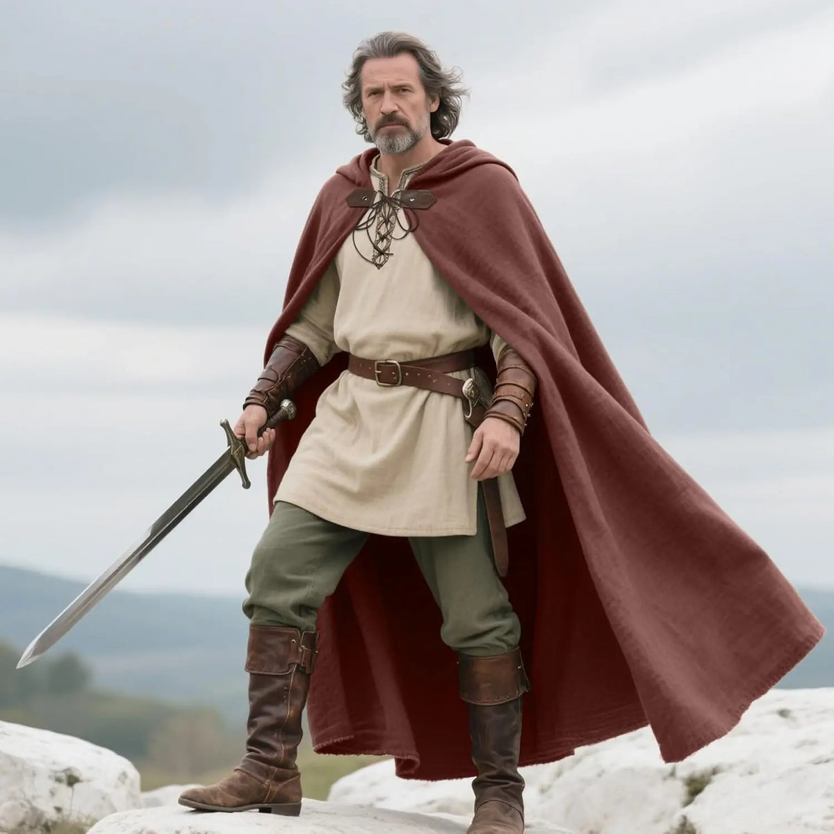 Renaissance Hooded Linen Cloak | Medieval Cape for Men & Women