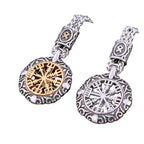 Viking Vegvisir Compass Necklace – Norse Rune Amulet Pendant in 316L Stainless Steel | Gold & Silver