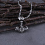 Viking Thor's Hammer Necklace – Mjölnir Odin Rune Pendant in 316L Stainless Steel | Gold-Silver & Silver