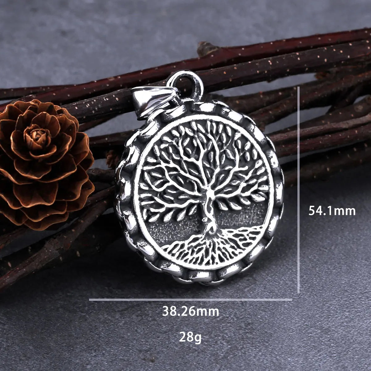Men's Viking Tree of Life Necklace – Yggdrasil Pendant in 316L Stainless Steel with Snake Chain
