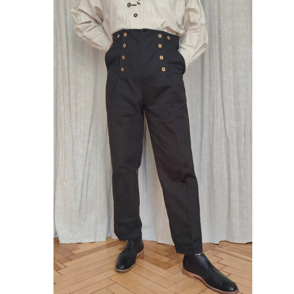 Men's Steampunk Victorian Trousers – High Waist Regency Suspender Pants