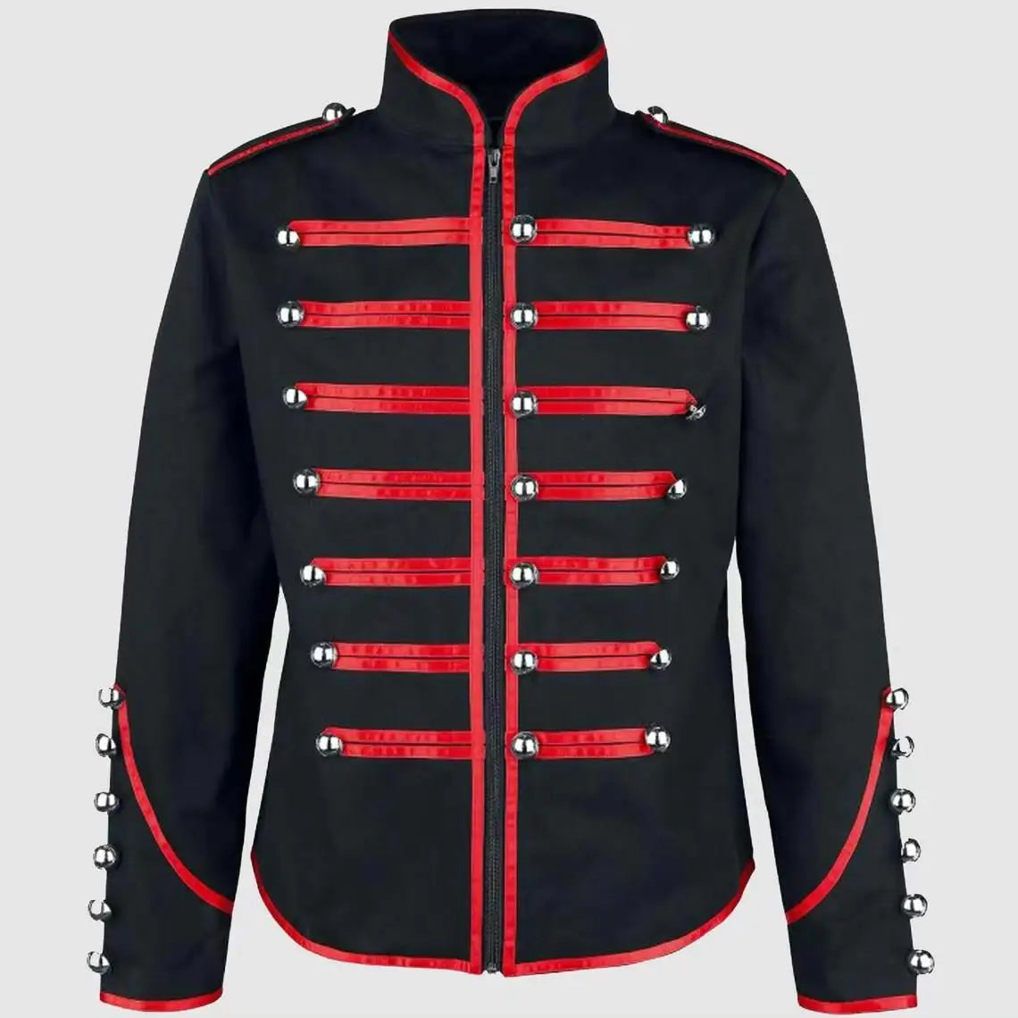 Men's Steampunk Military Frock Coat | Gothic Victorian Jacket with Braid Trim