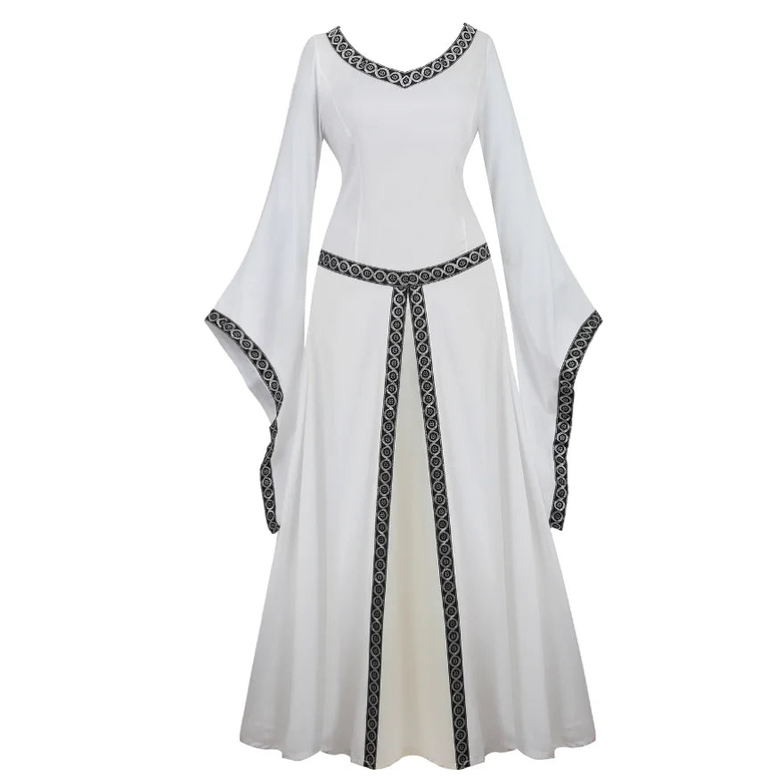 Women's Medieval Renaissance Gown | Trumpet Sleeve Floor-Length Dress