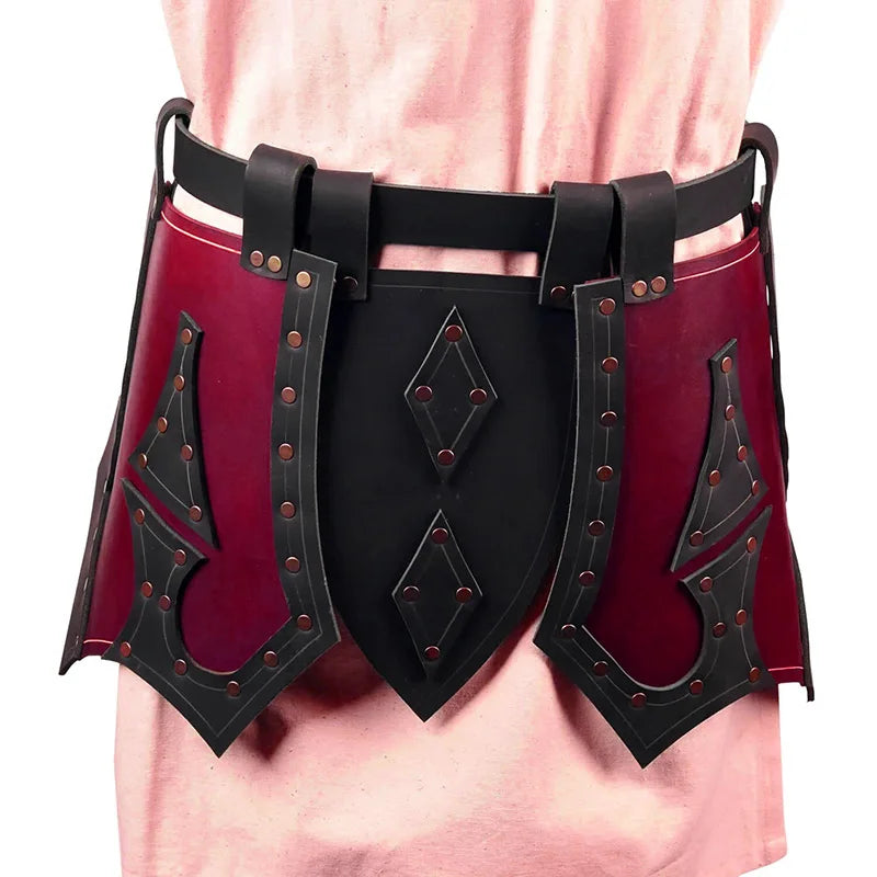 Medieval Knight Tasset Belt with Faulds – PU Leather Hip Armor | Multiple Colors