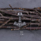 Viking Thor's Hammer Necklace – Mjölnir Odin Rune Pendant in 316L Stainless Steel | Gold-Silver & Silver