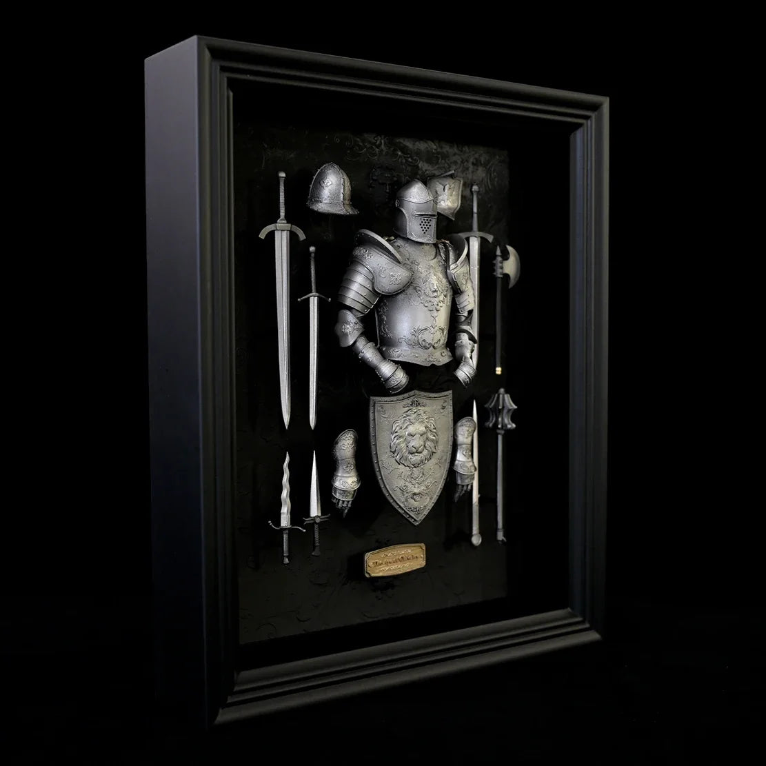 Medieval Knight Armor Resin Display Frame – Decorative Shadow Box Collectible