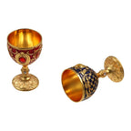 Medieval Embossed Metal Goblet – Vintage European Wine Cup