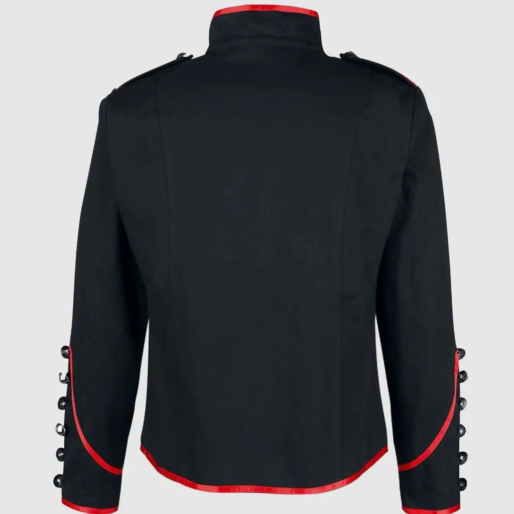 Men's Steampunk Military Frock Coat | Gothic Victorian Jacket with Braid Trim