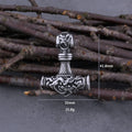 Men's Viking Thor's Hammer Necklace – Mjölnir Amulet Pendant in 316L Stainless Steel with Snake Chain