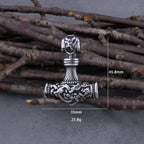 Men's Viking Thor's Hammer Necklace – Mjölnir Amulet Pendant in 316L Stainless Steel with Snake Chain