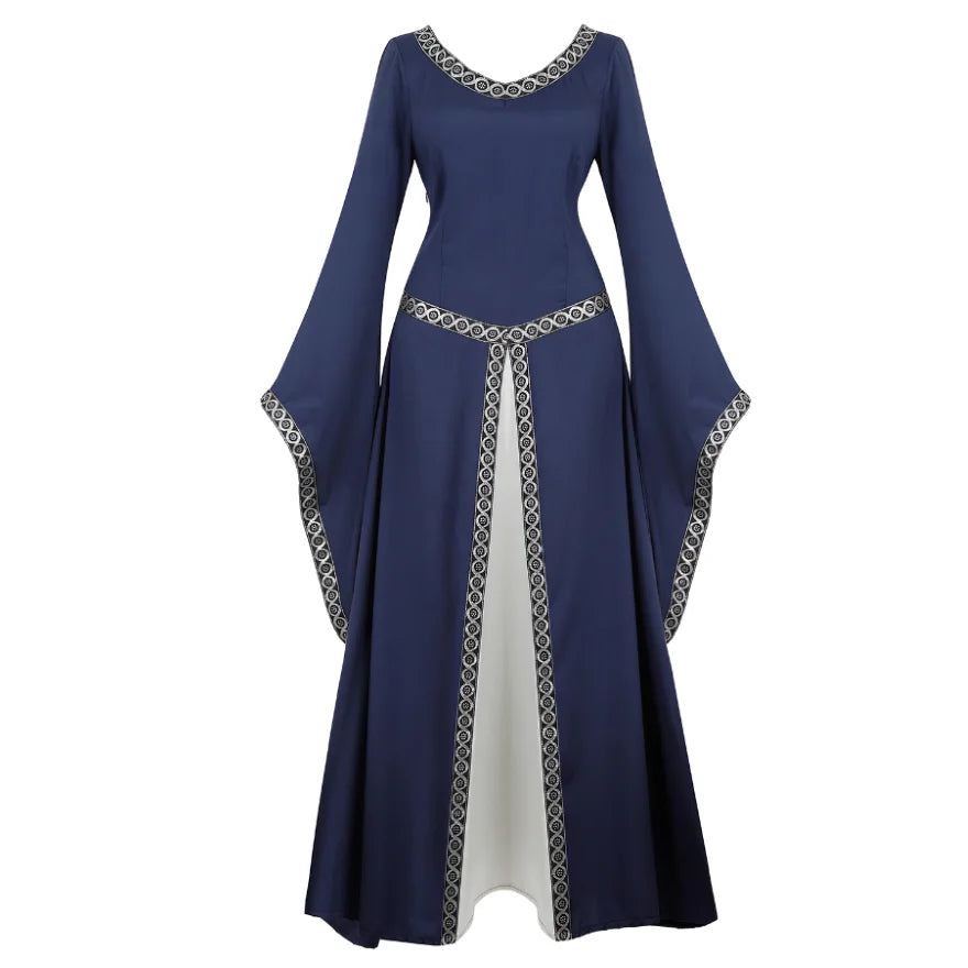 Women's Medieval Renaissance Gown | Trumpet Sleeve Floor-Length Dress