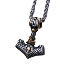 Viking Thor's Hammer Necklace – Mjölnir Odin Rune Pendant in 316L Stainless Steel | Gold-Silver & Silver