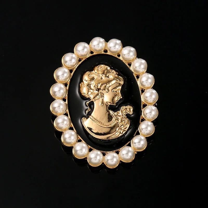 Baroque Cameo Brooch – Vintage Hollow Alloy Portrait Pin