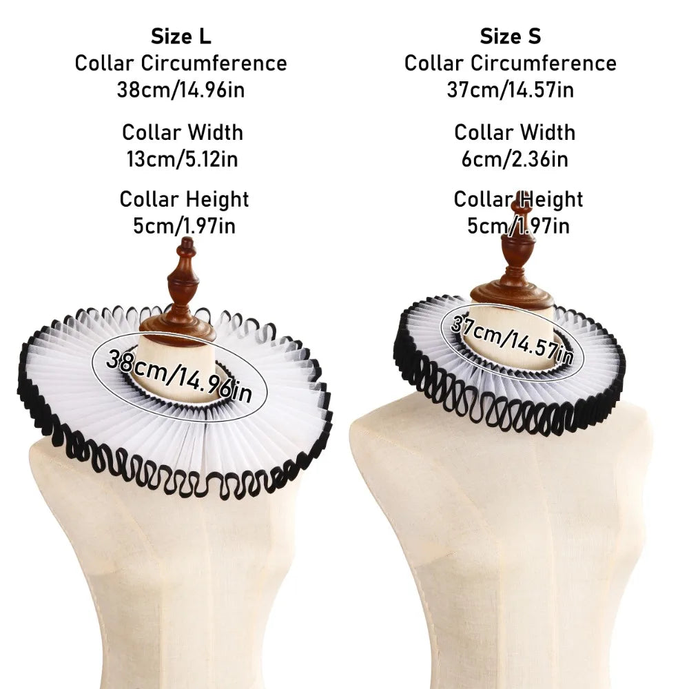 Renaissance Ruff Collar – Detachable Elizabethan Neck Frill for Period Costumes
