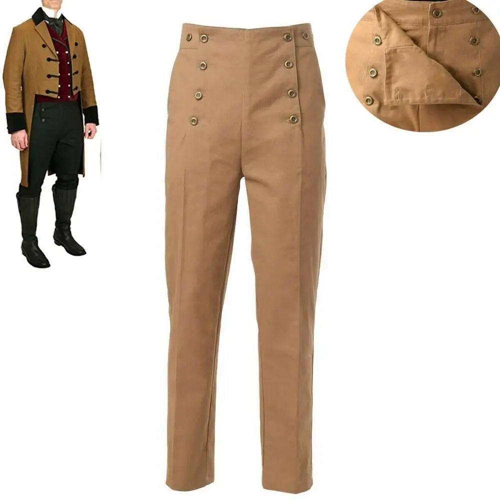Men's Steampunk Victorian Trousers – High Waist Regency Suspender Pants