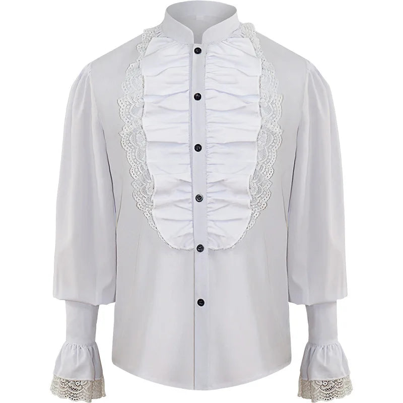Men's Ruffled Lace Shirt | Victorian Gothic Pirate & Steampunk Costume Blouse