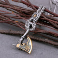 Viking Rune Axe Pendant Necklace – 316L Stainless Steel Norse Amulet | Gold & Silver