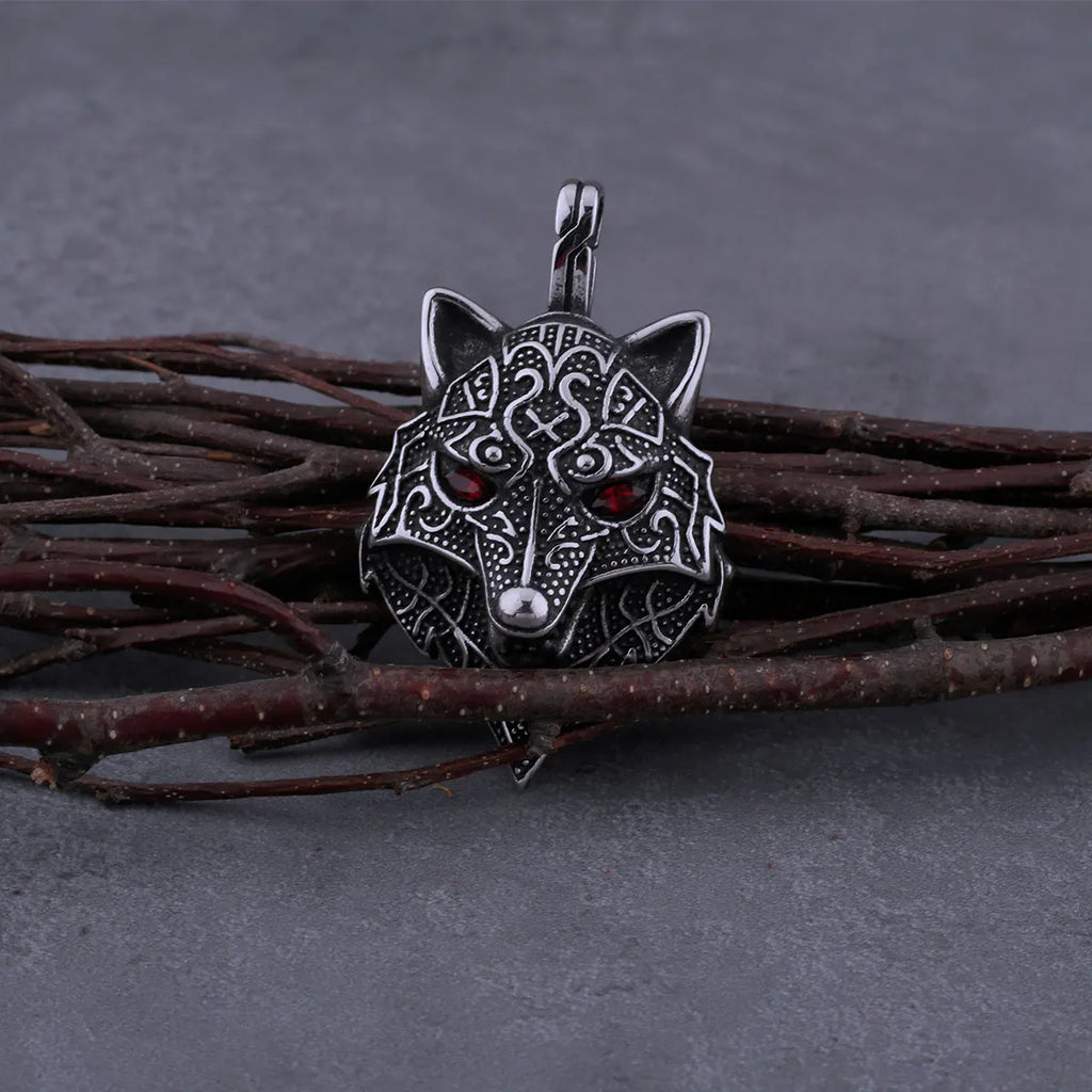Men's Viking Nordic Wolf Head Necklace – 316L Stainless Steel Pendant with Snake Chain & Gift Box