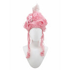 Rococo Queen Costume Wig — Stacked Curls with Flowers & Feathers