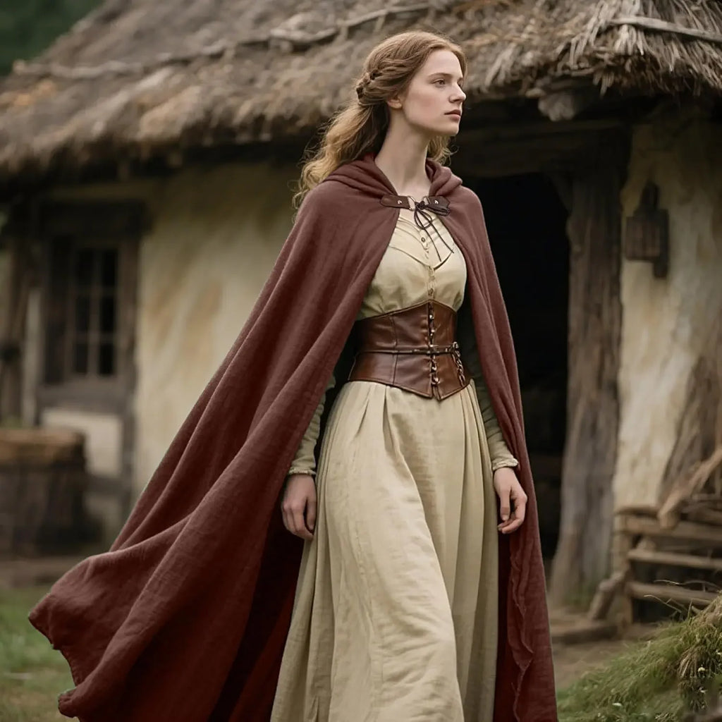 Renaissance Hooded Linen Cloak | Medieval Cape for Men & Women