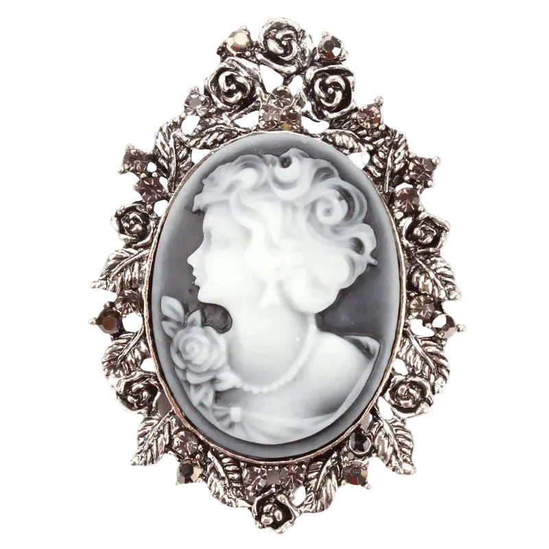 Baroque Cameo Brooch – Vintage Hollow Alloy Portrait Pin
