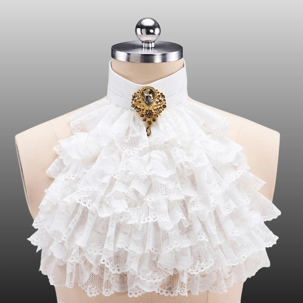 Men's Detachable Ruffle Jabot — Rococo Baroque Lace Collar Neck Piece