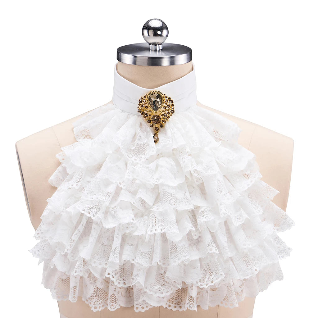 Men's Detachable Ruffle Jabot — Rococo Baroque Lace Collar Neck Piece