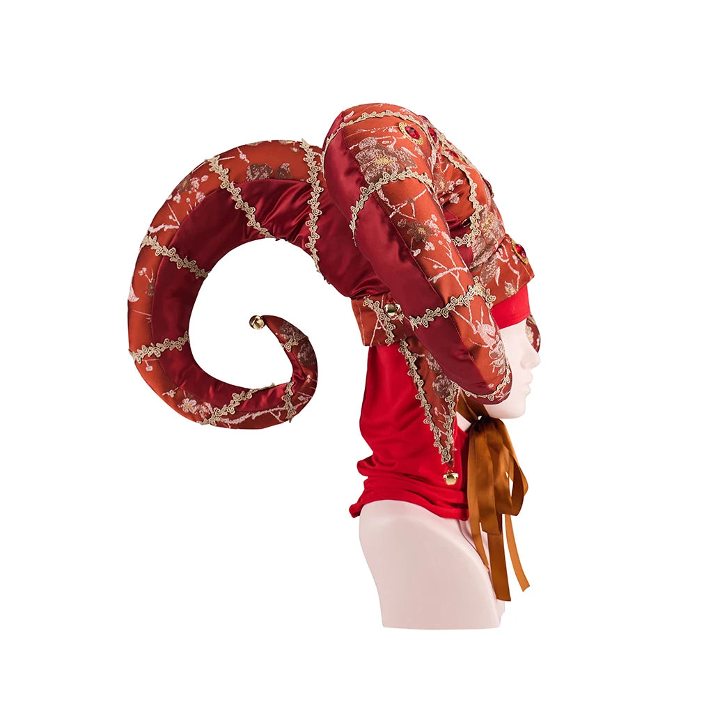 Venetian Carnival Ram Horn Headdress – Jacquard Horned Headpiece | Multiple Colors