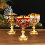 Medieval Embossed Metal Goblet – Vintage European Wine Cup