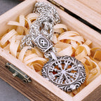 Viking Vegvisir Compass Necklace – Norse Rune Amulet Pendant in 316L Stainless Steel | Gold & Silver