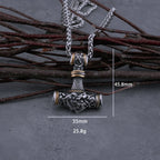 Men's Viking Thor's Hammer Necklace – Mjölnir Amulet Pendant in 316L Stainless Steel with Snake Chain