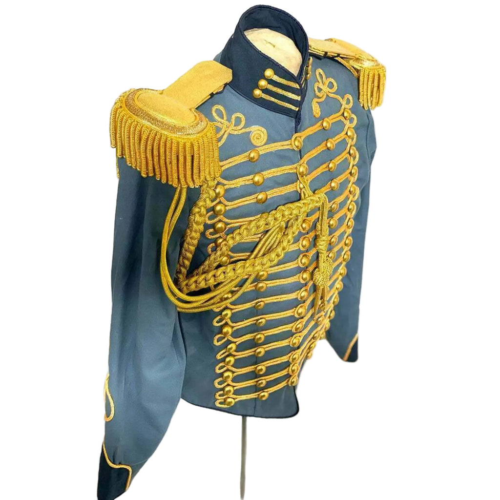 Men's Civil War Hussar Officer Jacket with Gold Braiding & Aiguillette