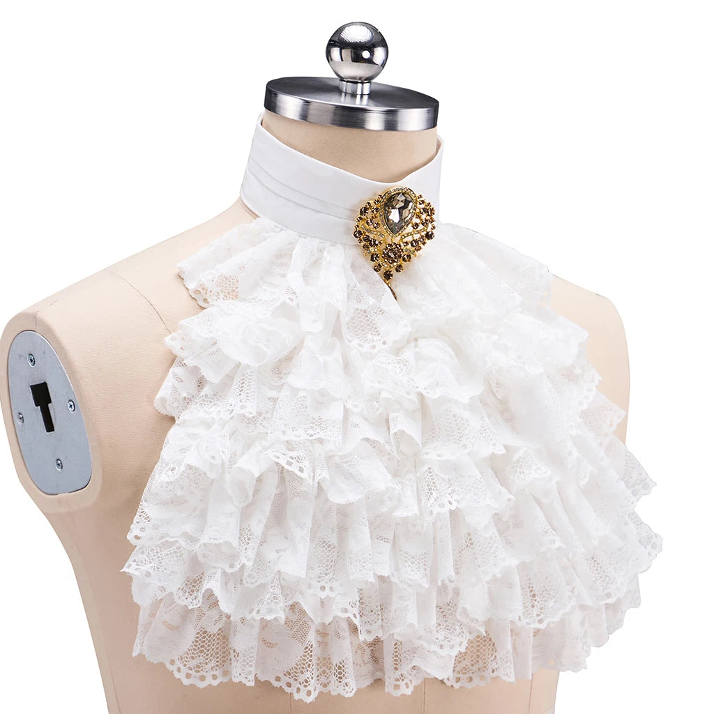 Men's Detachable Ruffle Jabot — Rococo Baroque Lace Collar Neck Piece