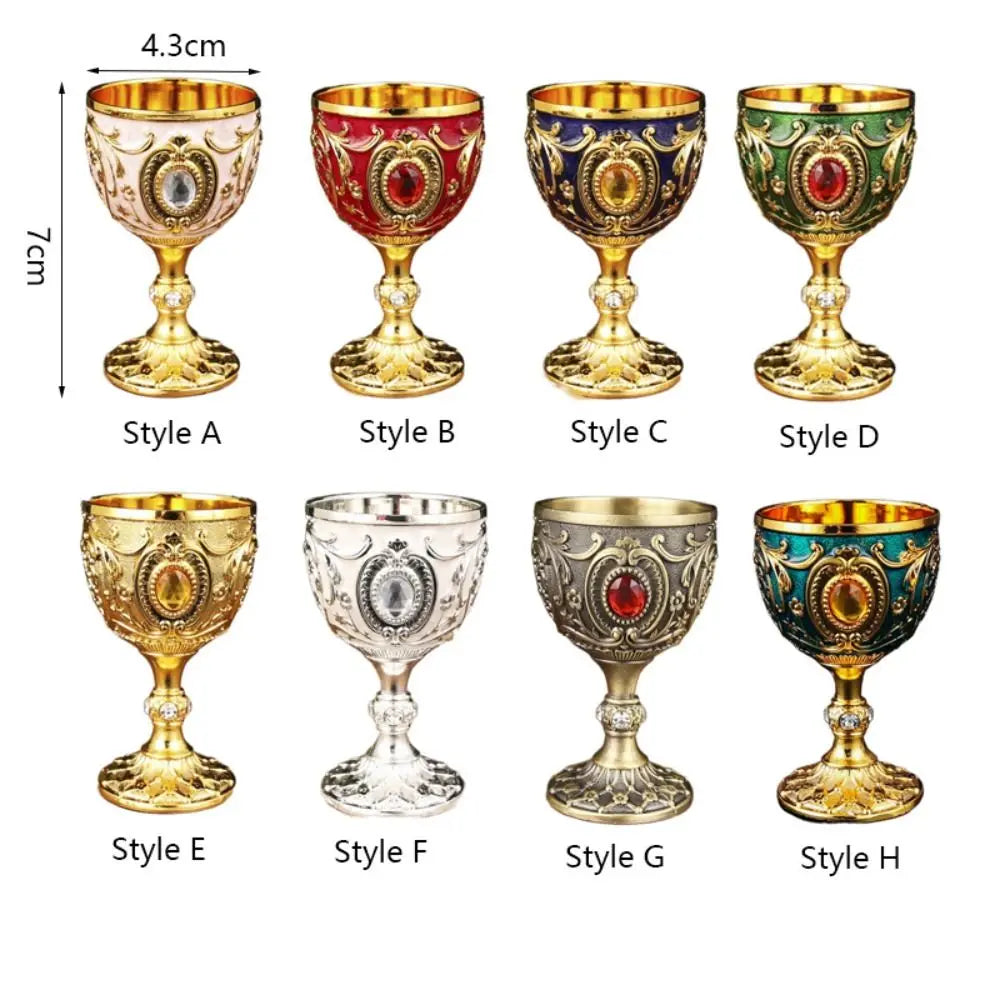 Medieval Embossed Metal Goblet – Vintage European Wine Cup
