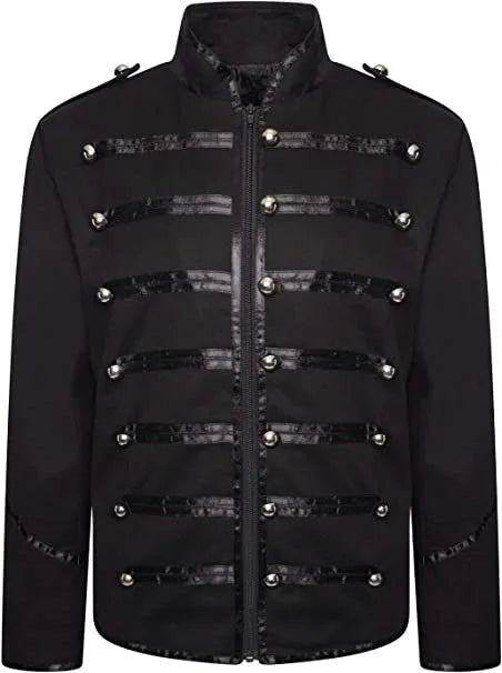Men's Steampunk Military Frock Coat | Gothic Victorian Jacket with Braid Trim