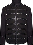 Men's Steampunk Military Frock Coat | Gothic Victorian Jacket with Braid Trim