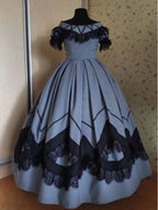 Women’s 1860s Southern Belle Ball Gown — Victorian Civil War Gothic Lace Dress