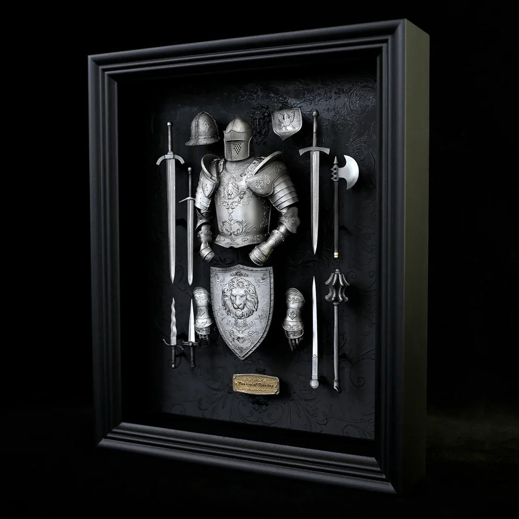 Medieval Knight Armor Resin Display Frame – Decorative Shadow Box Collectible