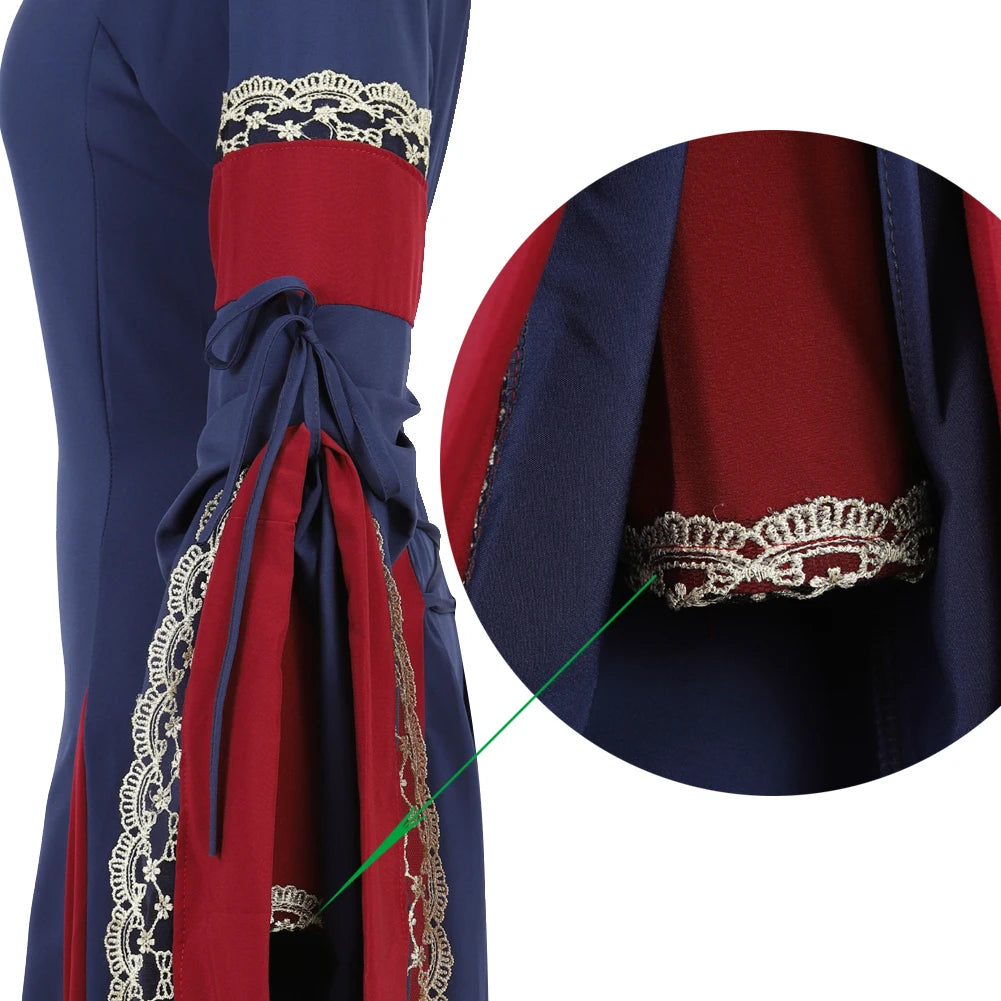 Women's Medieval Renaissance Gown | Trumpet Sleeve Floor-Length Dress