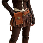 Medieval Leather Belt Pouch – Vintage Rivet Waist Bag