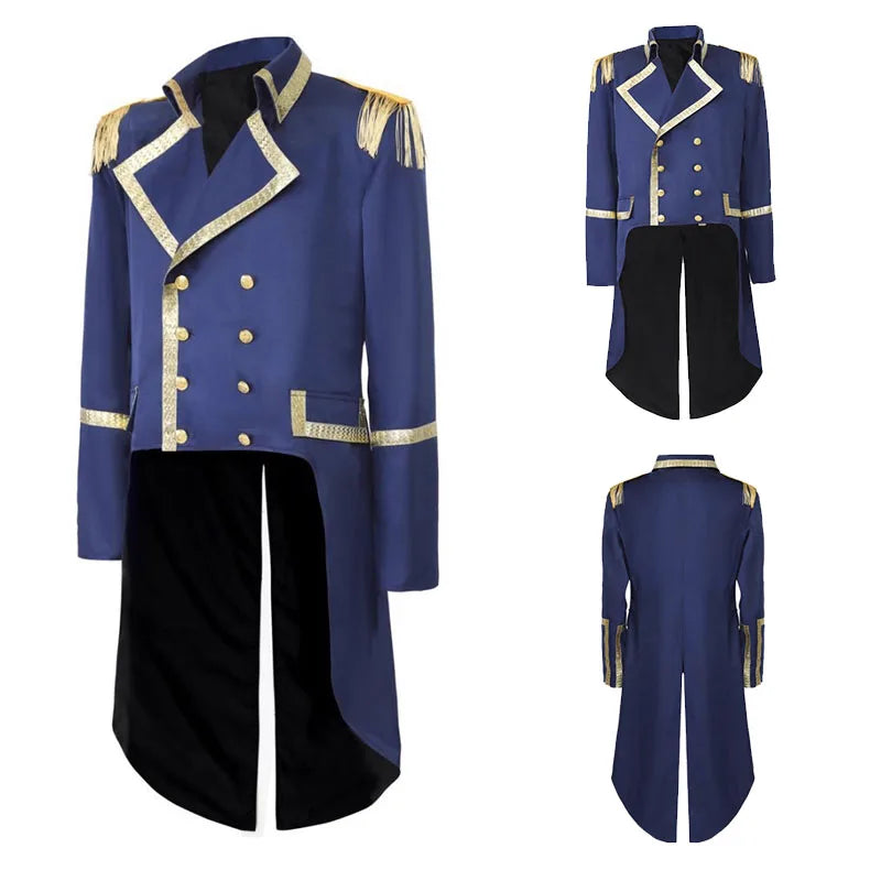 Men's Medieval Military Tailcoat | Double-Breasted Gothic Long Coat for Cosplay & Masquerade