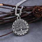 Men's Viking Tree of Life Necklace – Yggdrasil Pendant in 316L Stainless Steel with Snake Chain
