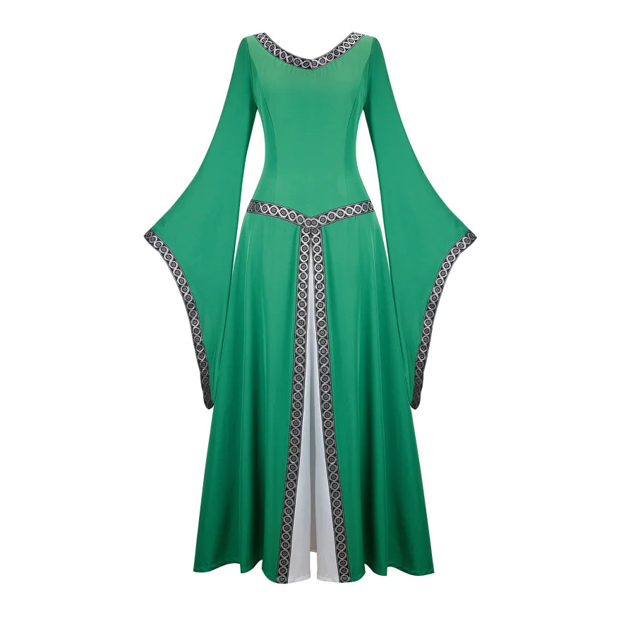Women's Medieval Renaissance Gown | Trumpet Sleeve Floor-Length Dress